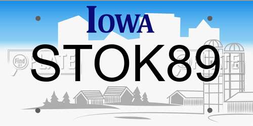 STOK89 Iowa License Plate