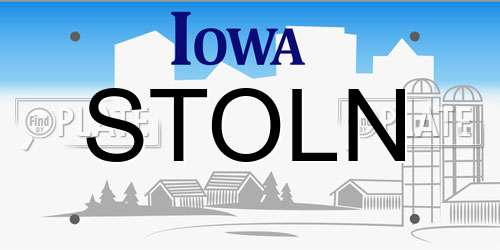 STOLN Iowa License Plate
