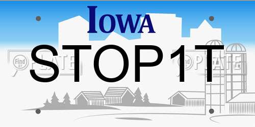 STOP1T Iowa License Plate