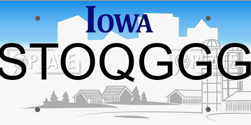 STOQGGG Iowa License Plate