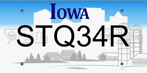 STQ34R Iowa License Plate