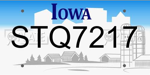 STQ7217 Iowa License Plate
