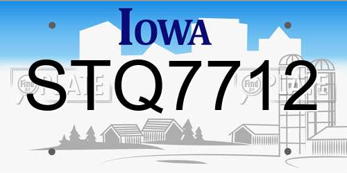 STQ7712 Iowa License Plate