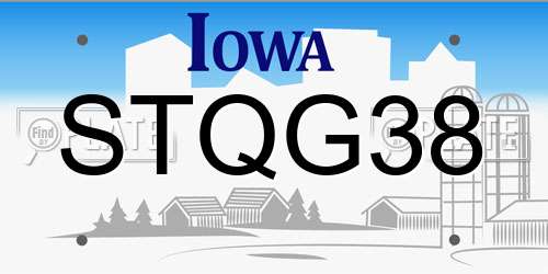 STQG38 Iowa License Plate