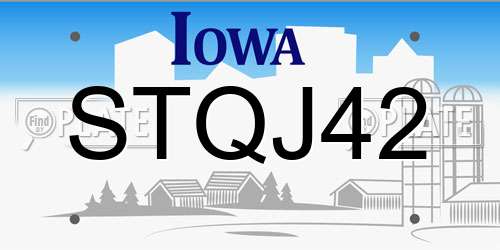 STQJ42 Iowa License Plate