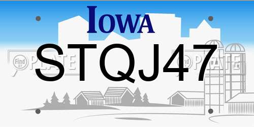 STQJ47 Iowa License Plate