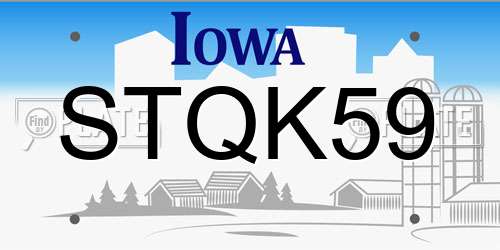 STQK59 Iowa License Plate