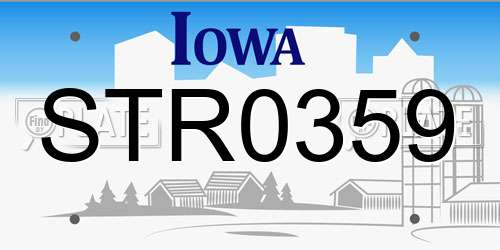 STR0359 Iowa License Plate