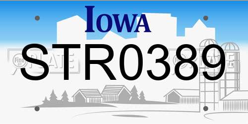 STR0389 Iowa License Plate