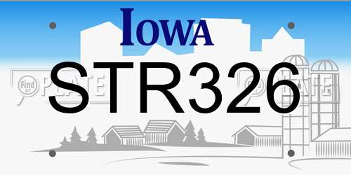 STR326 Iowa License Plate