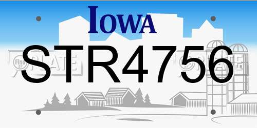 STR4756 Iowa License Plate