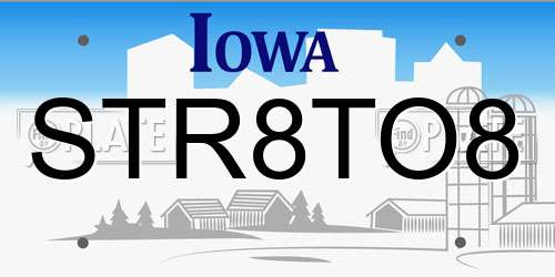 STR8TO8 Iowa License Plate