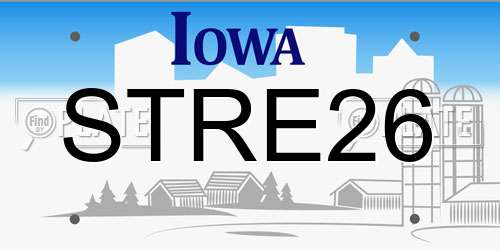 STRE26 Iowa License Plate