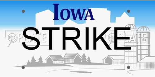 STRIKE Iowa License Plate