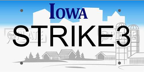 STRIKE3 Iowa License Plate