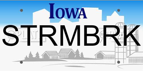 STRMBRK Iowa License Plate