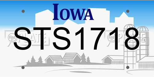 STS1718 Iowa License Plate