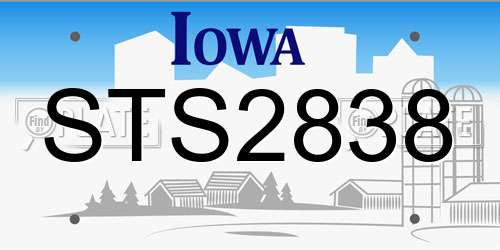 STS2838 Iowa License Plate