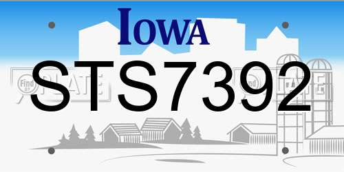STS7392 Iowa License Plate