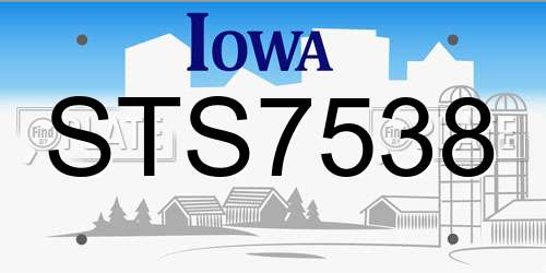 STS7538 Iowa License Plate