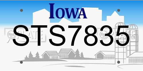 STS7835 Iowa License Plate