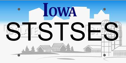 STSTSES Iowa License Plate