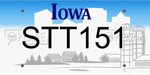 STT151 Iowa License Plate