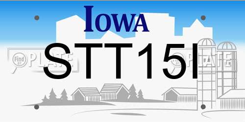STT15I Iowa License Plate