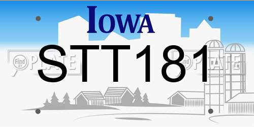 STT181 Iowa License Plate