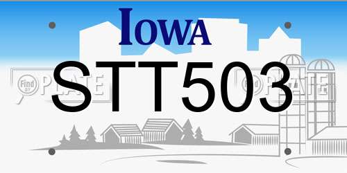 STT503 Iowa License Plate