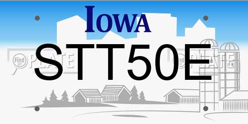 STT50E Iowa License Plate