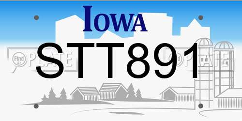 STT891 Iowa License Plate