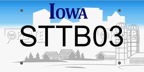 STTB03 Iowa License Plate