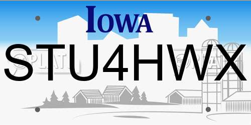 STU4HWX Iowa License Plate