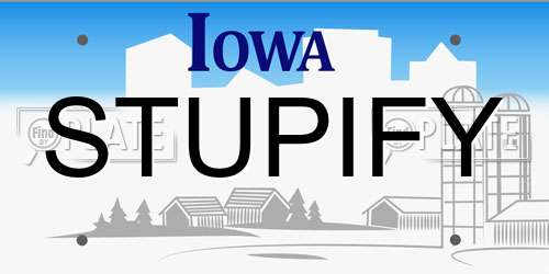 STUPIFY Iowa License Plate
