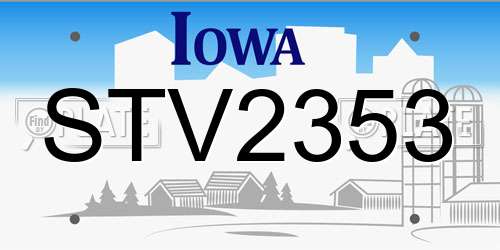 STV2353 Iowa License Plate