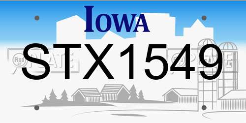 STX1549 Iowa License Plate
