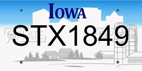 STX1849 Iowa License Plate