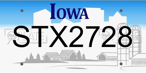 STX2728 Iowa License Plate