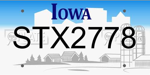STX2778 Iowa License Plate