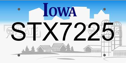 STX7225 Iowa License Plate