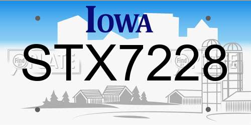 STX7228 Iowa License Plate