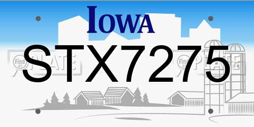 STX7275 Iowa License Plate