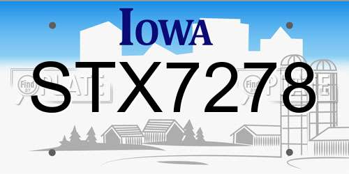 STX7278 Iowa License Plate