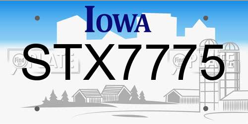STX7775 Iowa License Plate