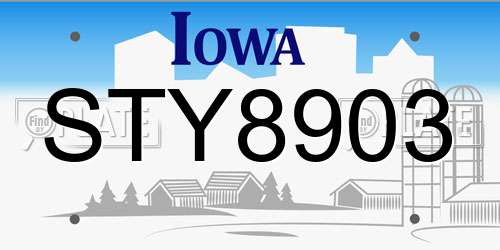 STY8903 Iowa License Plate