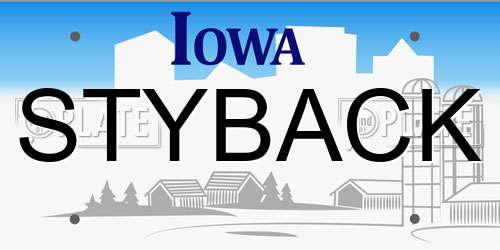 STYBACK Iowa License Plate