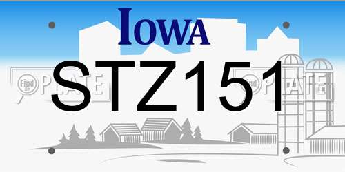 STZ151 Iowa License Plate