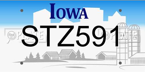 STZ591 Iowa License Plate