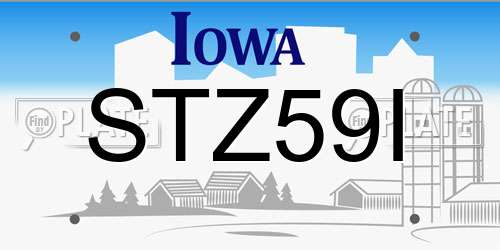 STZ59I Iowa License Plate